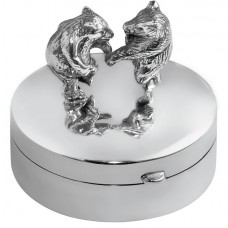 PB621   Ari D Norman Sterling Silver Pill Box With Dancing Bears