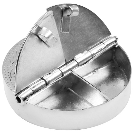 Round 4 Compartment Engraved Pill Box 925 Sterling Silver English Hallmarks