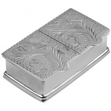 PB451   Ari D Norman Sterling Silver Two Compartment Engraved Rectangular Pill Box