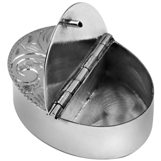 PB455   Ari D Norman Sterling Silver Two Compartment Engraved Oval Pill Box
