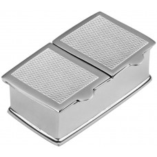 PB509    Ari D Norman Sterling Silver Two Compartment Engine Turned Pattern Rectangular Pill Box