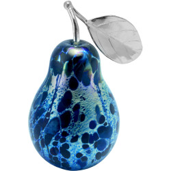 Pear Paperweight 925 Sterling Silver English Hallmarks and Molten Glass