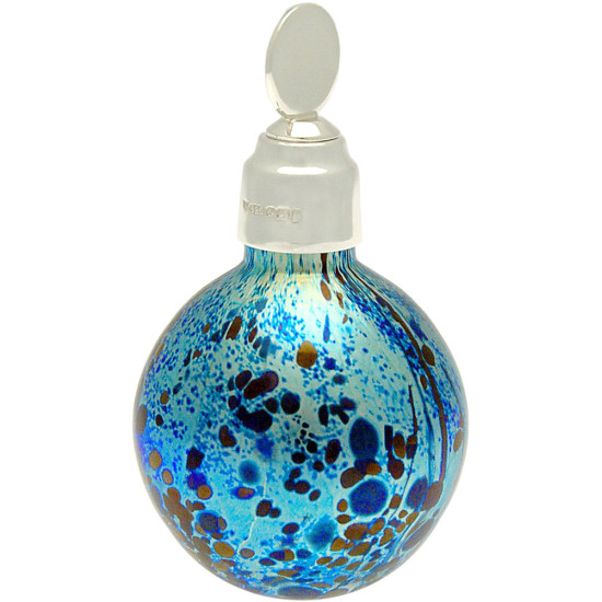 Perfume Bottle 925 Sterling Silver English Hallmarks and Molten Glass