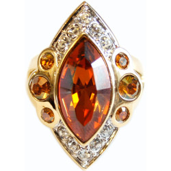 Elegant Ring Edwardian Style Gold Plated Metal Alloy Set With Sparkling Austrian Crystals