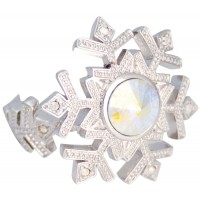 JRG11   Rhodium Plated Snowflake Ring Jewelari Of London