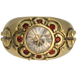 Elegant Ring Edwardian Style Gold Plated Metal Alloy Set With Sparkling Austrian Crystals