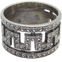 RG220   Ring With Cubic Zirconia Greek Key Pattern Sterling Silver Ari D Norman