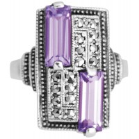 RG244  Sterling Silver Ring With Marcasite And Amethyst