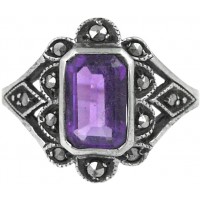 RG248   Ring With Marcasite And Amethyst Sterling Silver Ari D Norman