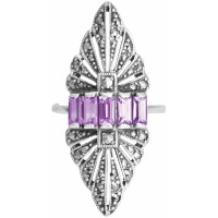 RG250 - Sterling silver ring with marcasite and amethyst