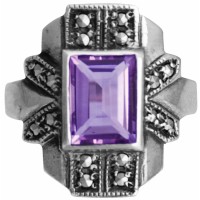 RG253   Ring With Marcasite And Amethyst Sterling Silver Ari D Norman