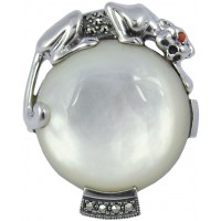 RG286   Mother of Pearl Panther Ring Sterling Silver Ari D Norman