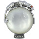 Panther Ring Art Deco Style 925 Sterling Silver English Hallmarks Set With Mother of Pearl Marcasite and Ruby Eyes