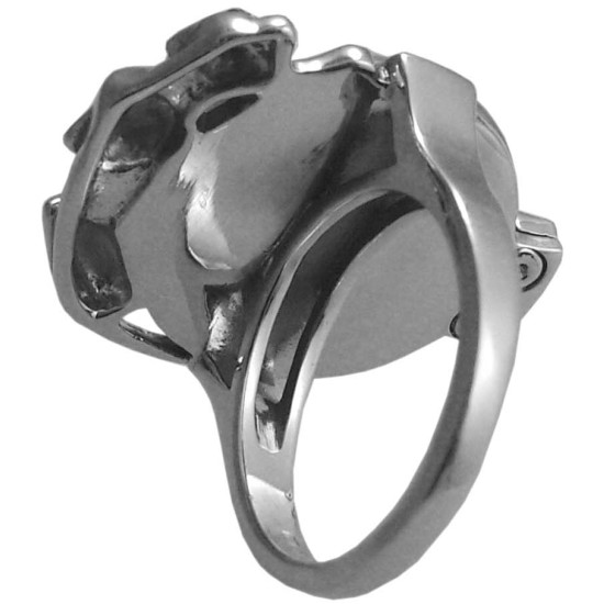 Leopard Ring Art Deco Style 925 Sterling Silver English Hallmarks Set with Onyx Black Diamonds and Cubic Zirconia