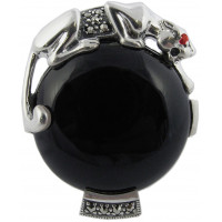 RG295   Black Onyx Panther Ring Sterling Silver Ari D Norman