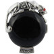 Panther Ring Art Deco Style 925 Sterling Silver English Hallmarks Set With Onyx Marcasite and Emerald Eyes