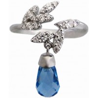 RG300   Ring With Blue Crystal Drop Sterling Silver Ari D Norman