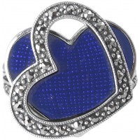 RG524   Ring With Blue Enamel And Marcasite Sterling Silver Ari D Norman