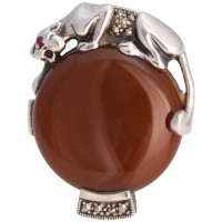 RG536   Red Agate Panther Ring Sterling Silver Ari D Norman