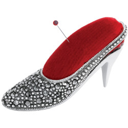 Ladies Shoe Pincushion Victorian Style 925 Sterling Silver English Hallmarks Set with Marcasite