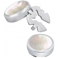 GT2099 - Pair Of Mother Of Pearl Button Covers Sterling Silver Ari D Norman