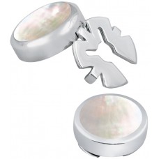 GT2099 - Pair Of Mother Of Pearl Button Covers Sterling Silver Ari D Norman