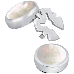 Button Covers 925 Sterling Silver English Hallmarks Set With Mother of Pearl