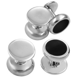 Cufflinks and Studs Dress Shirt Set 925 Sterling Silver English Hallmarks Set With Onyx