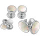 Cufflinks and Studs Dress Shirt Set 925 Sterling Silver English Hallmarks Set With Mother of Pearl