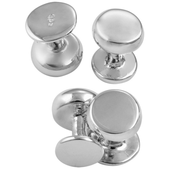 Set of 4 Plain Dress Shirt Studs 925 Sterling Silver