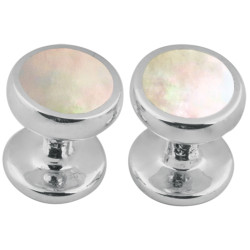Button Stud 925 Sterling Silver Set With Mother of Pearl