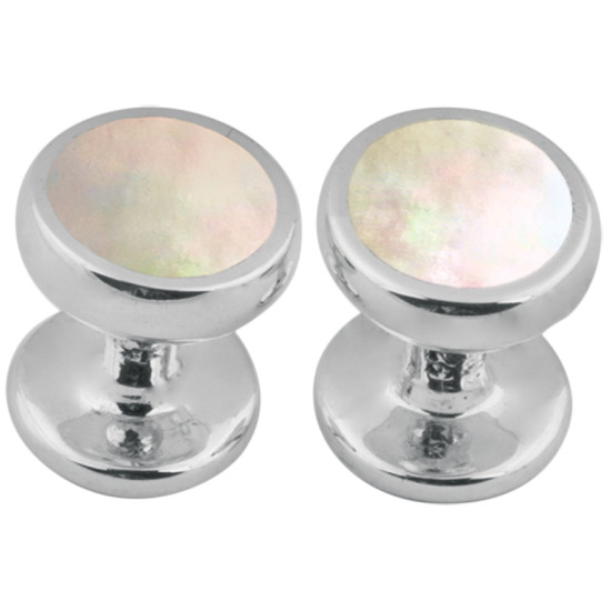 Button Stud 925 Sterling Silver Set With Mother of Pearl