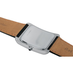 Unisex Watch 925 Sterling Silver English Hallmarks With Black Leather Strap and Black Onyx Winder