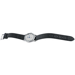 Diamond Effect Unisex Watch 925 Sterling Silver English Hallmarks With Black Leather Strap