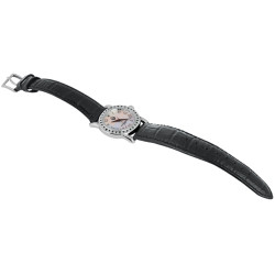Unisex Watch 925 Sterling Silver English Hallmarks Set With Diamonds With Black Leather Strap