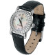 Unisex Watch 925 Sterling Silver English Hallmarks Set With Diamonds With Black Leather Strap