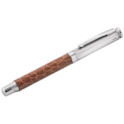 Fountain Pen 925 Sterling Silver English Hallmarks with Brown Leather