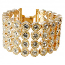 ENC1   Gold Plated and Crystal Set Edwardian Style Cuff Bracelet Jewelari of London