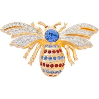 ADC3   Gold Plated Bee Brooch With Swarovski Crystals Jewelari Of London