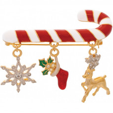 JB248   Gold Plated Christmas Charm Brooch Jewelari Of London