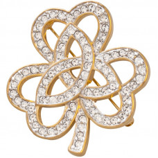 JB216   Gold Plated Crystal Shamrock Brooch Jewelari Of London