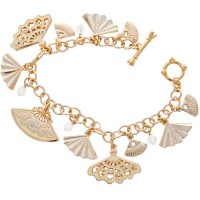 ENC2   Gold Plated Edwardian Style Charm Bracelet Jewelari of London