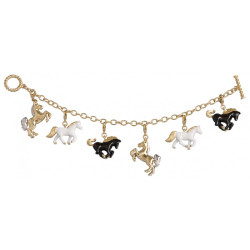 Equestrian Charm Bracelet Gold Plated Metal Alloy Set With Enamel