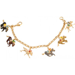 Equestrian Charm Bracelet Gold Plated Metal Alloy Set With Enamel