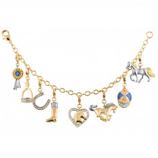 JBT17   Gold Plated Equestrian Charm Bracelet With Crystals Jewelari Of London