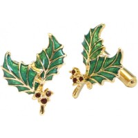 JCU3   Gold Plated Holly Cufflinks Jewelari Of London