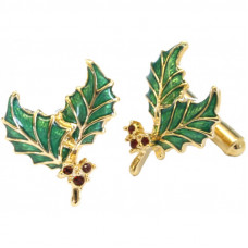 JCU3   Gold Plated Holly Cufflinks Jewelari Of London