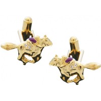 JCU30   Gold Plated Jockey On Horse Cufflinks Jewelari Of London