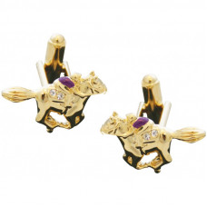 JCU30   Gold Plated Jockey On Horse Cufflinks Jewelari Of London