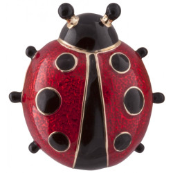 Ladybug Ladybird Pin Brooch Gold Plated Metal Alloy Set With Enamel and Sparkling Austrian Crystals